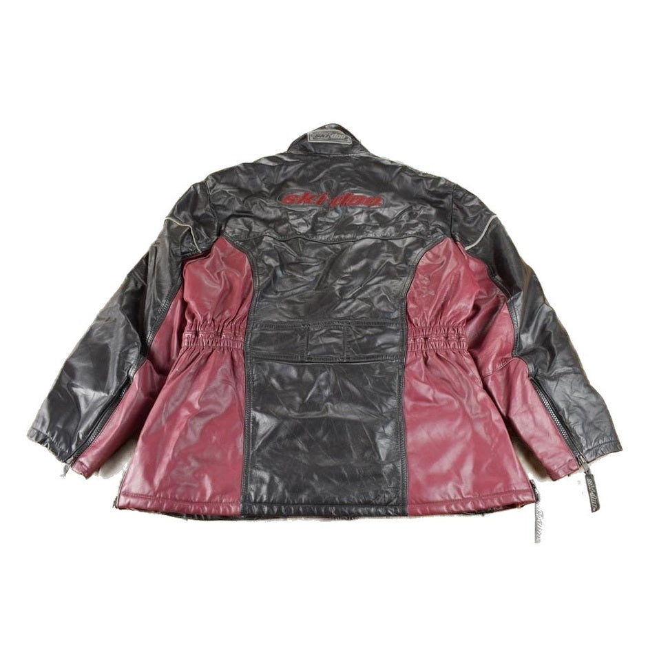 Vintage 1990s Ski Doo Sno Gear Genuine Leather Snowmobile Racing Jacket Made In Canada Size Women's Medium from propervintagecanada