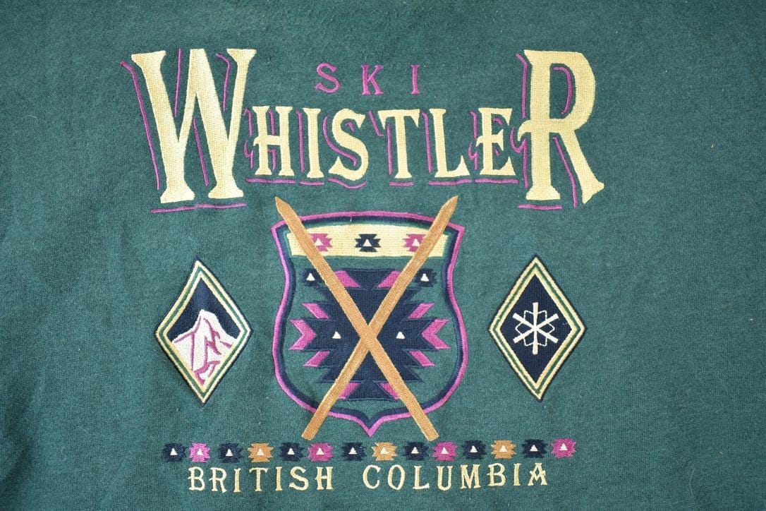 Vintage 1990s Ski Whistler British Columbia Souvenir Heavyweight Crewneck Sweatshirt Men's 2XL from propervintagecanada