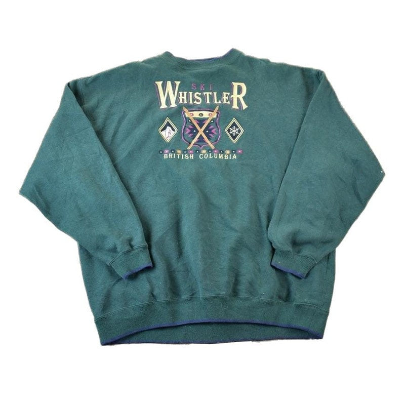 Vintage 1990s Ski Whistler British Columbia Souvenir Heavyweight Crewneck Sweatshirt Men's 2XL from propervintagecanada