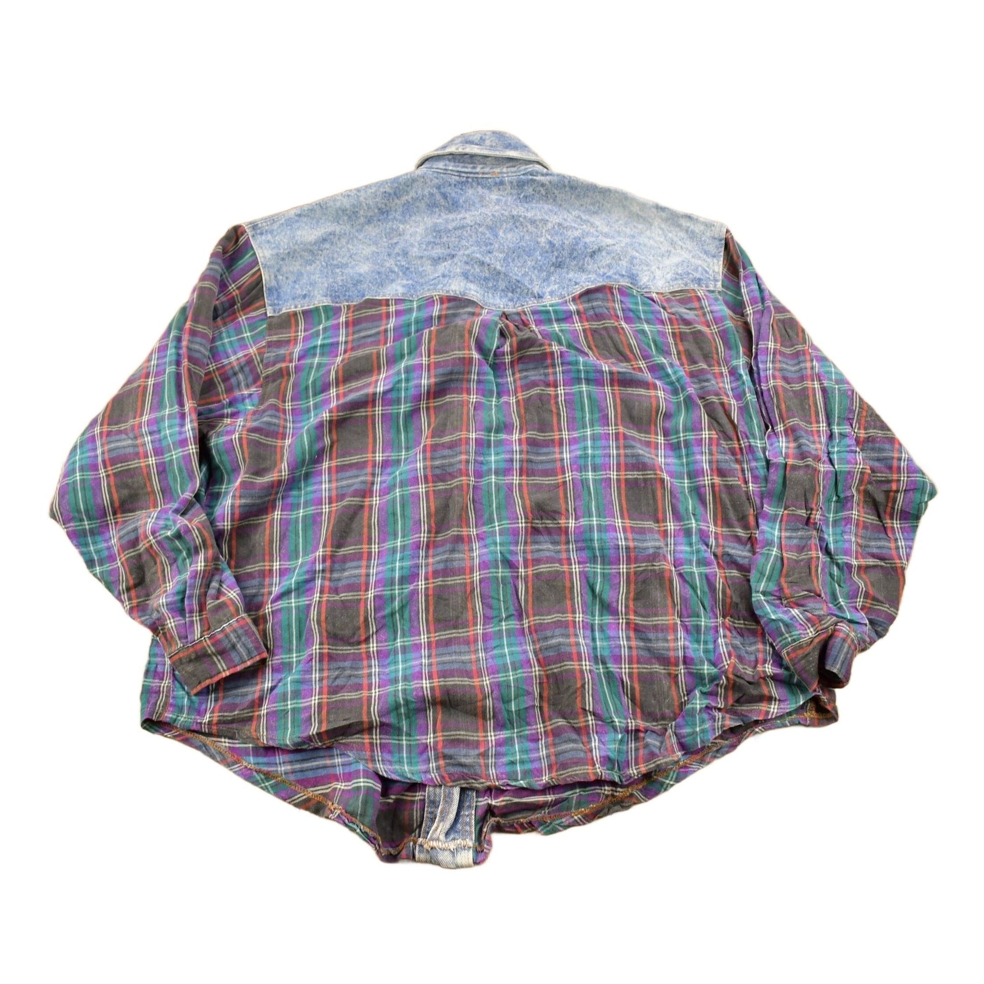 Vintage 1990s Skidz Denim Plaid Flannel Button Up Shirt Men's XL from propervintagecanada