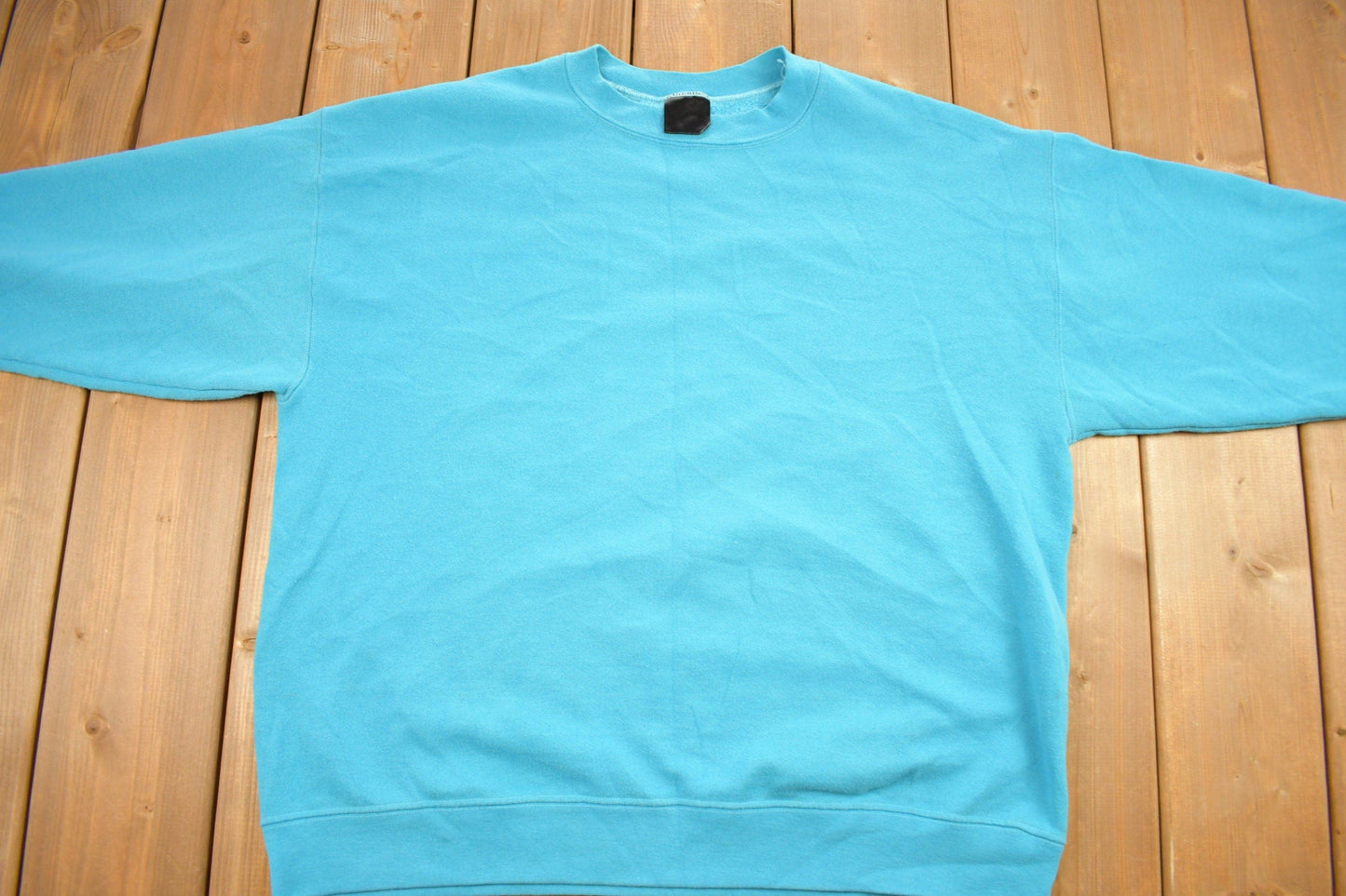 Vintage 1990s Sky Blue Blank Crewneck Sweatshirt Men's XL from propervintagecanada