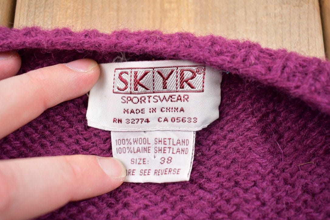 Vintage 1990s Skyr 100% Shetland Wool Knit Button Up Sweater Men's S from propervintagecanada