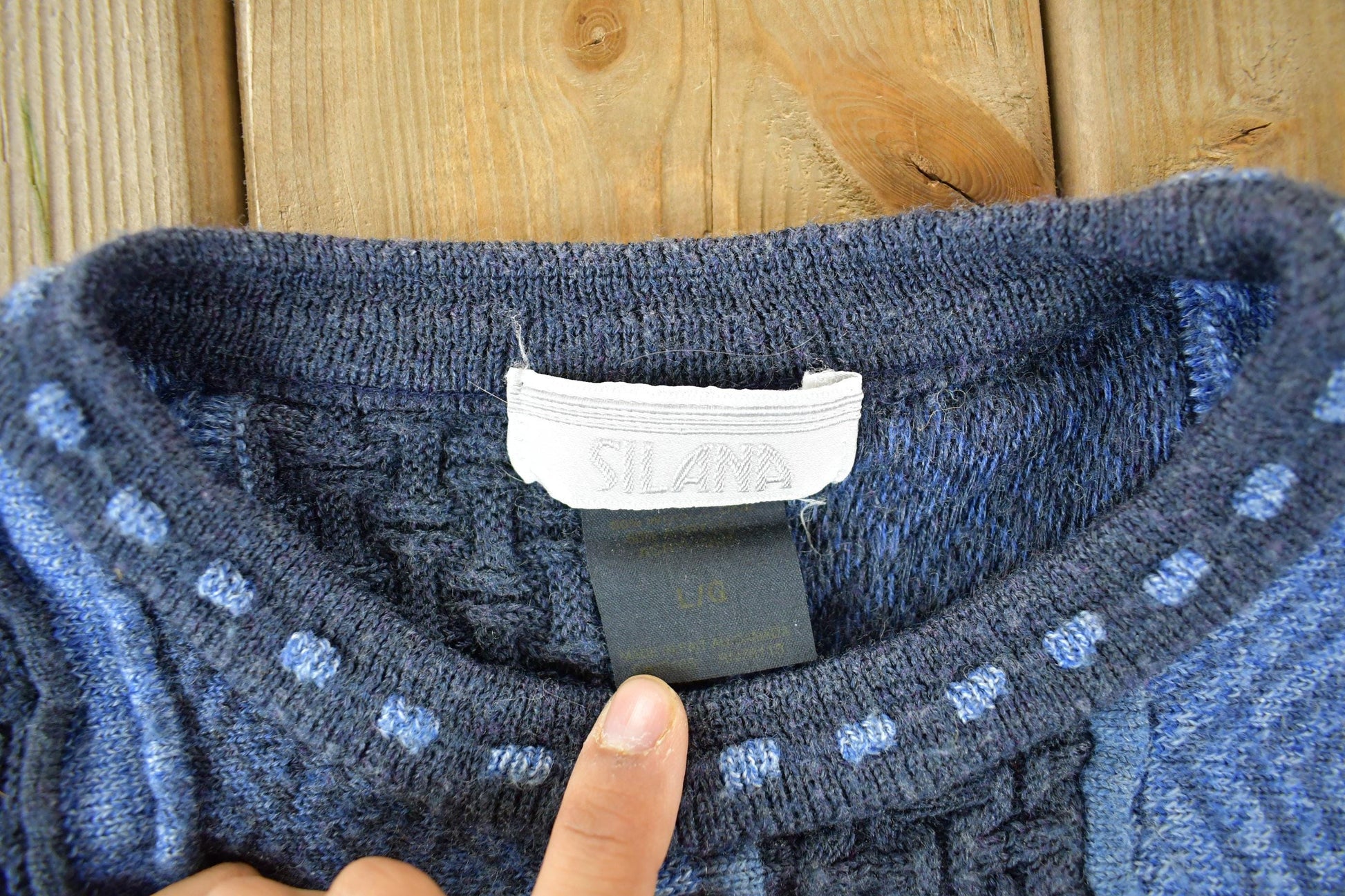 Vintage 1990s Slana 3D Cable Knit Crewneck Sweater Men's Large from propervintagecanada