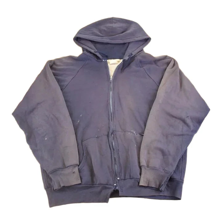 Vintage 1990s Smitty's Thermal Lined Streetwear Blank Full Zip Hoodie Sweatshirt Men's L from propervintagecanada