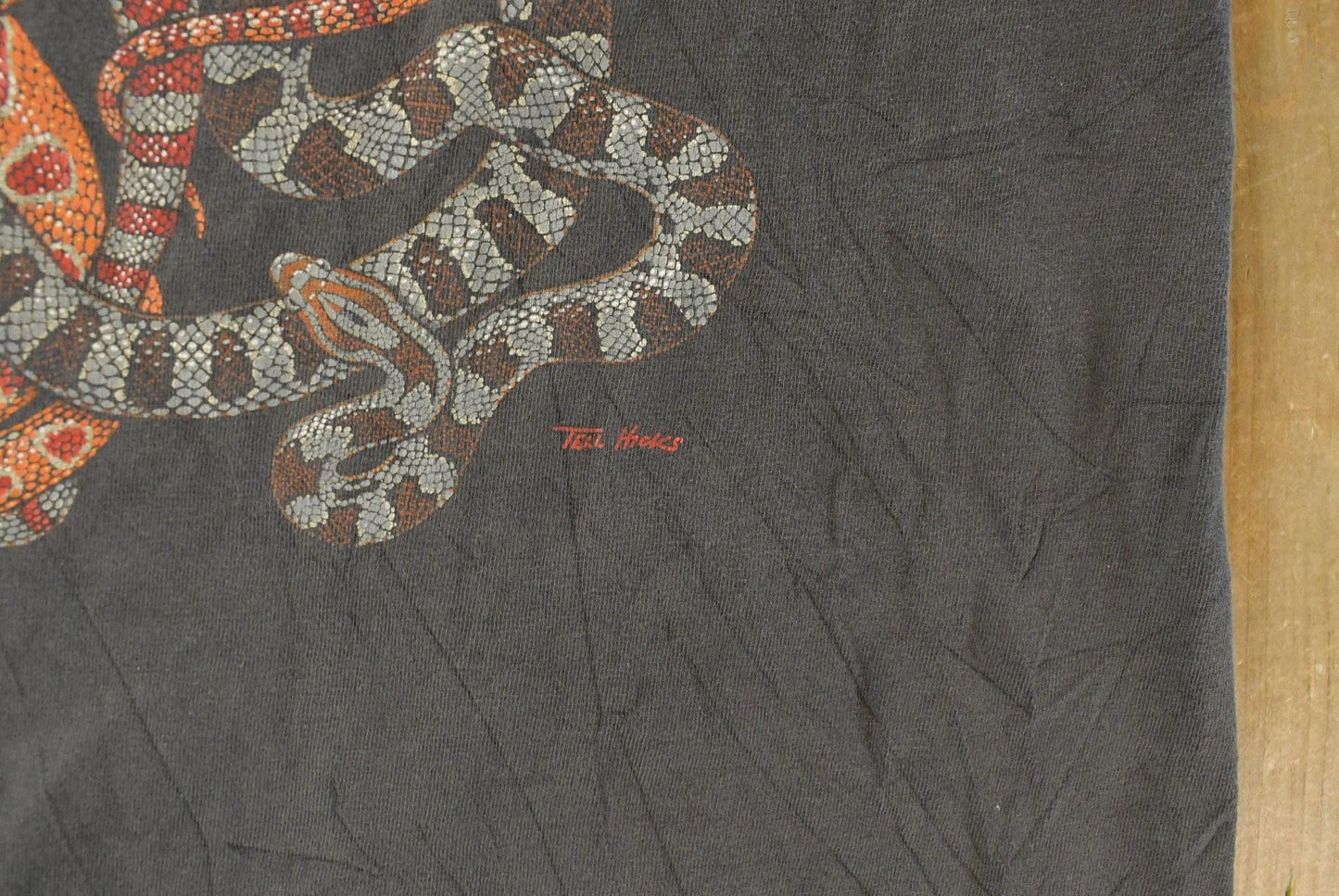 Vintage 1990s Snake Animal Theme Single Stitch Graphic T-Shirt Men's Medium / Sun Faded / Made In USA / Hanes Beefy Tee from propervintagecanada