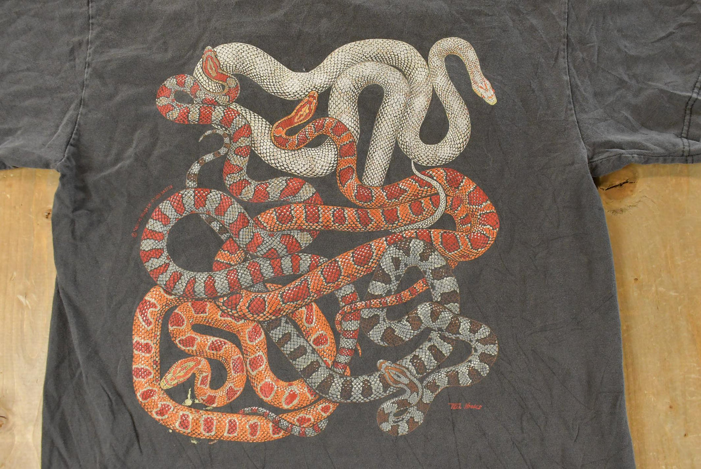 Vintage 1990s Snake Animal Theme Single Stitch Graphic T-Shirt Men's Medium / Sun Faded / Made In USA / Hanes Beefy Tee from propervintagecanada