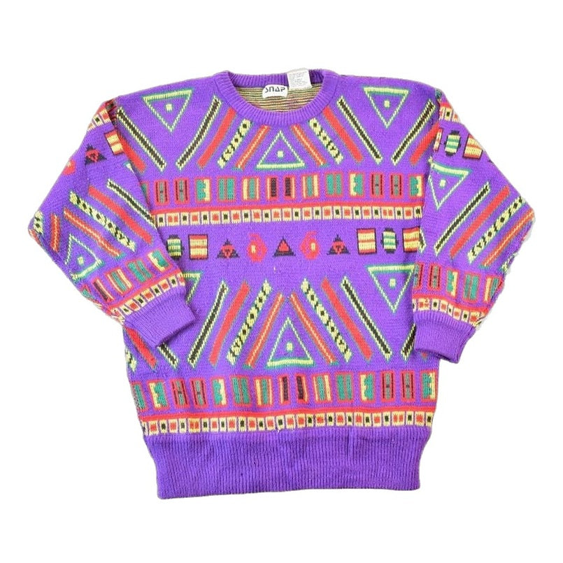Vintage 1990s Snap By Knit Set Abstract Pattern Crewneck Sweater Women's M-L from propervintagecanada