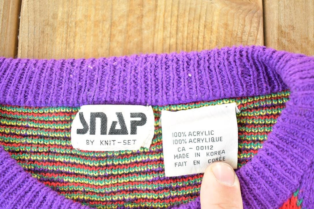 Vintage 1990s Snap By Knit Set Abstract Pattern Crewneck Sweater Women's M-L from propervintagecanada