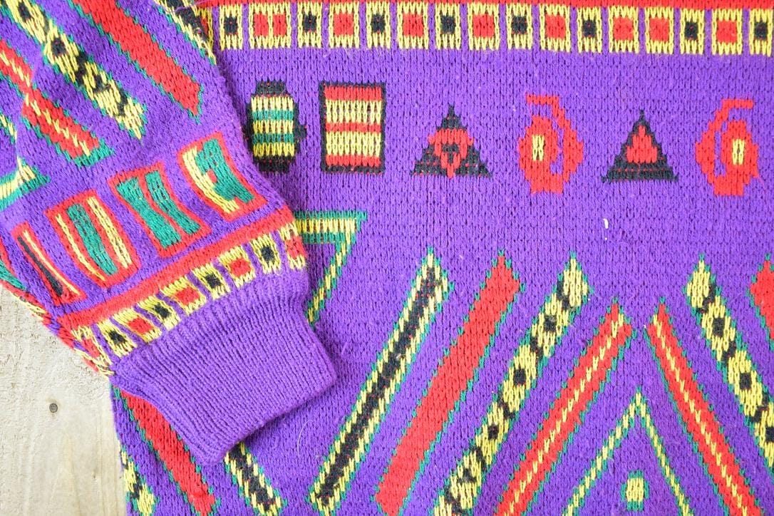 Vintage 1990s Snap By Knit Set Abstract Pattern Crewneck Sweater Women's M-L from propervintagecanada