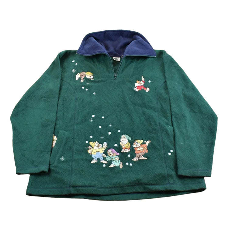 Vintage 1990s Snow White Seven Dwarves Disney Quarter Zip Fleece Sweater Men's Large from propervintagecanada