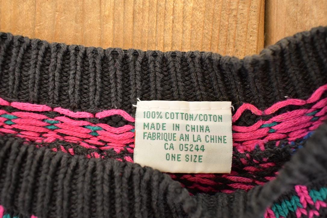 Vintage 1990s Snowflake Striped Knit AOP Crewneck Sweater Women's XL from propervintagecanada