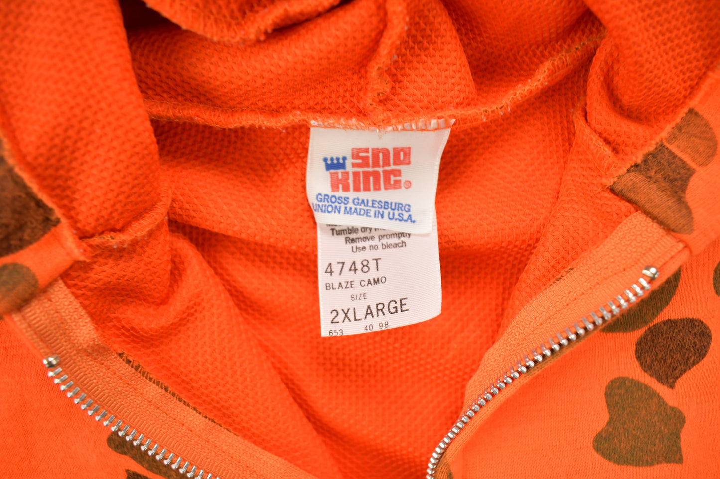 Vintage 1990s Sod King Orange Camo Graphic Hoodie Men's 2XL from propervintagecanada