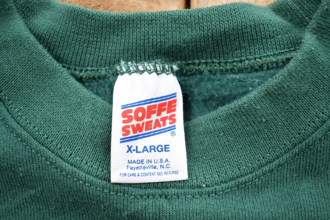 Vintage 1990s Soffe Sweats Blank Green Crewneck Sweatshirt Men's Large from propervintagecanada