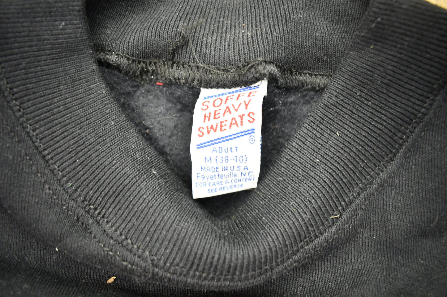 Vintage 1990s Soffee Sweats Black Blank Crewneck Sweatshirt Men's Medium from propervintagecanada