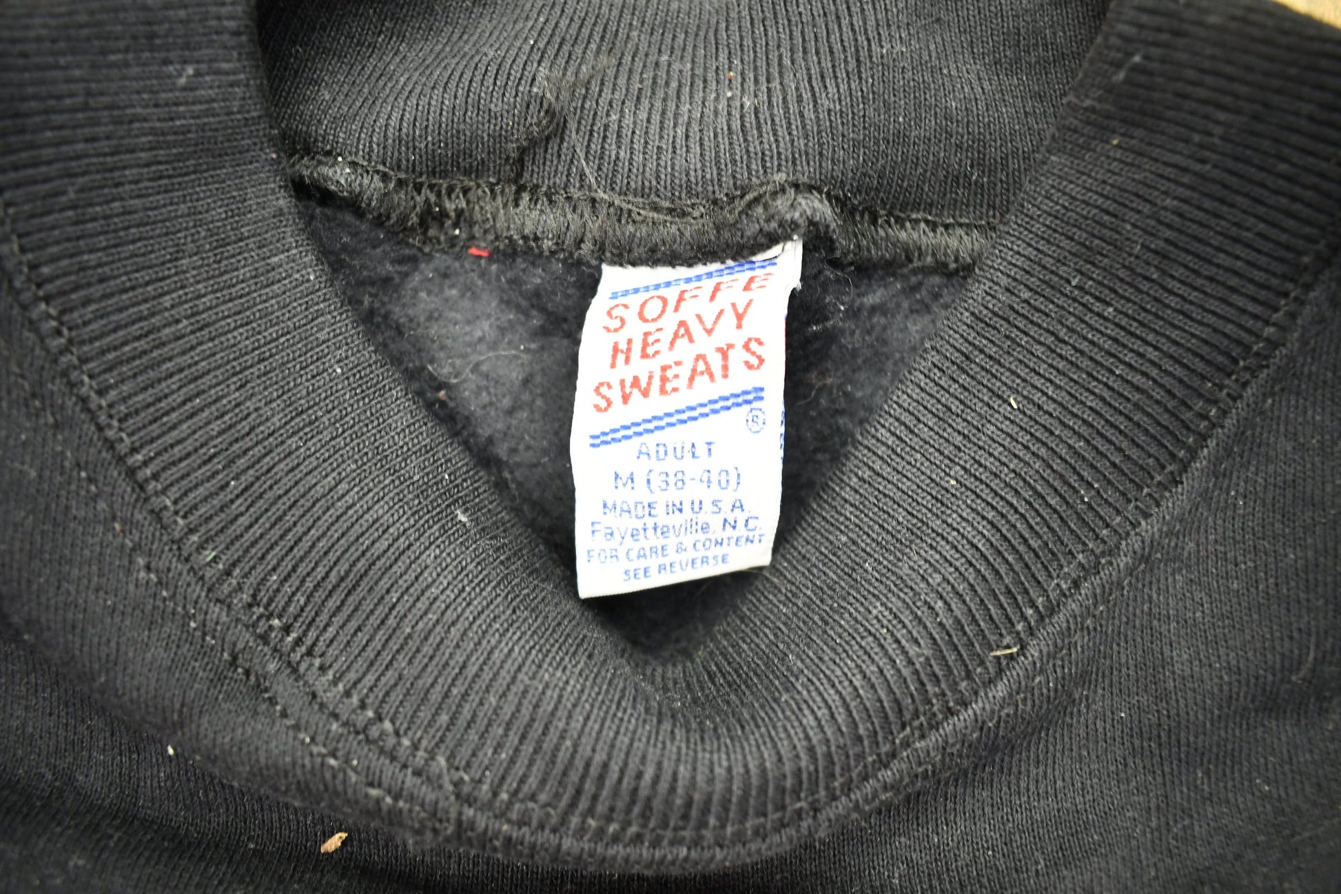 Vintage 1990s Soffee Sweats Black Blank Crewneck Sweatshirt Men's Medium from propervintagecanada