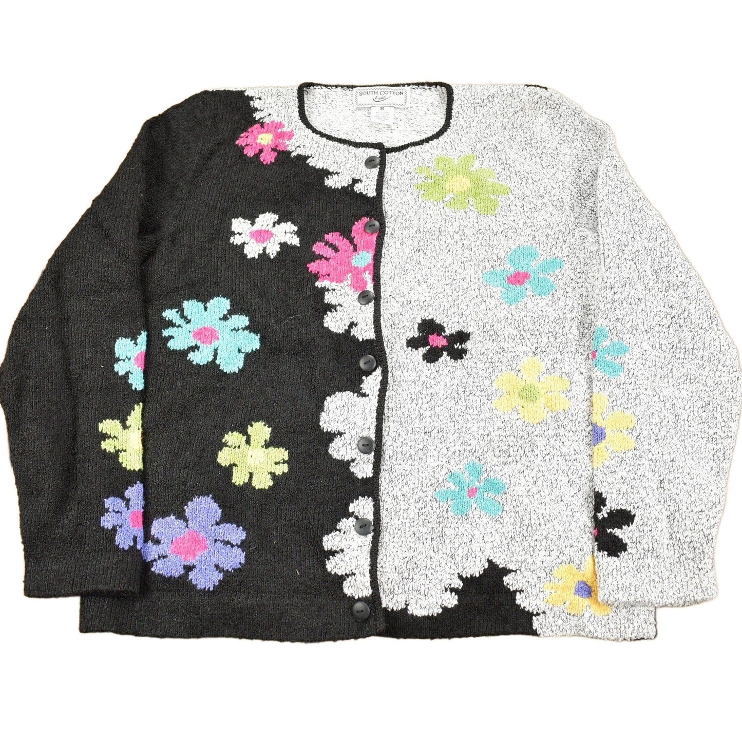 Vintage 1990s South Cotton All Over Floral Pattern Knitt Cardigan Sweater Women's S from propervintagecanada