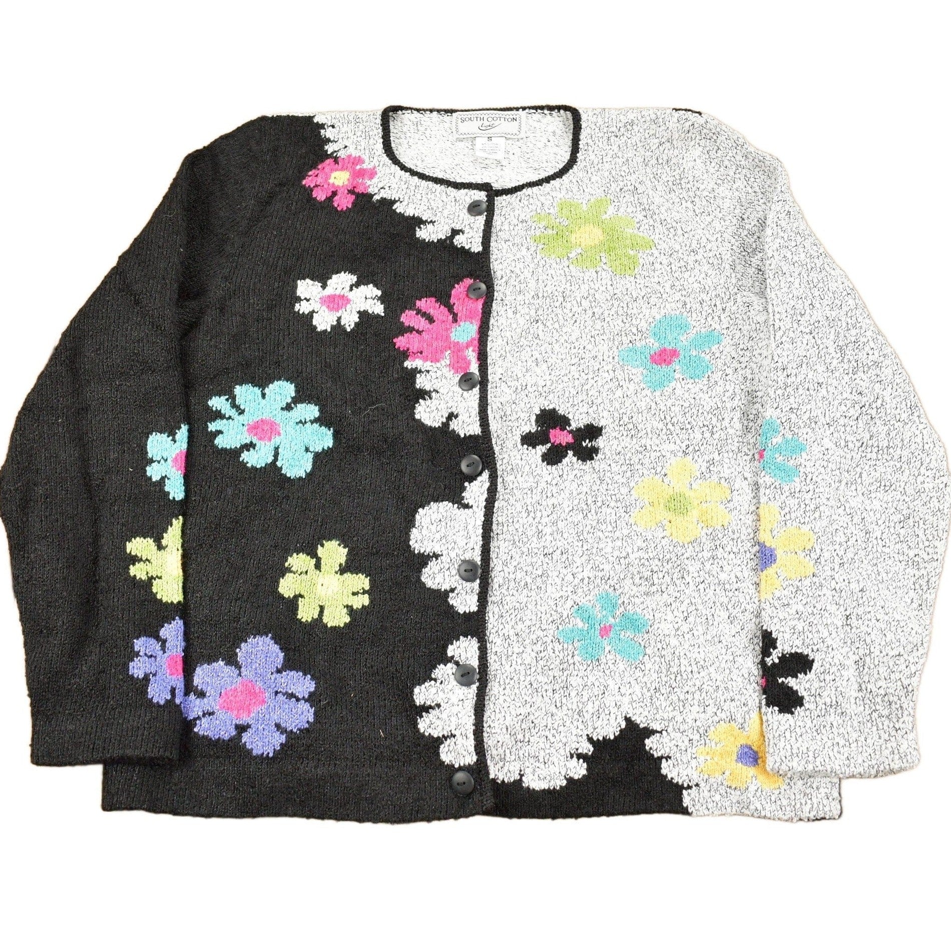 Vintage 1990s South Cotton All Over Floral Pattern Knitt Cardigan Sweater Women's S from propervintagecanada
