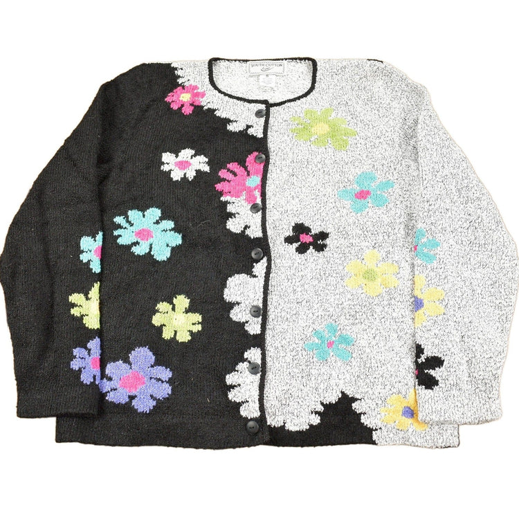 Vintage 1990s South Cotton All Over Floral Pattern Knitt Cardigan Sweater Women's S from propervintagecanada
