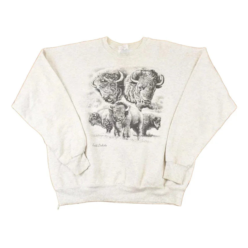 Vintage 1990s South Dakota Buffalos Graphic Print Crewneck Sweatshirt Mens L from propervintagecanada
