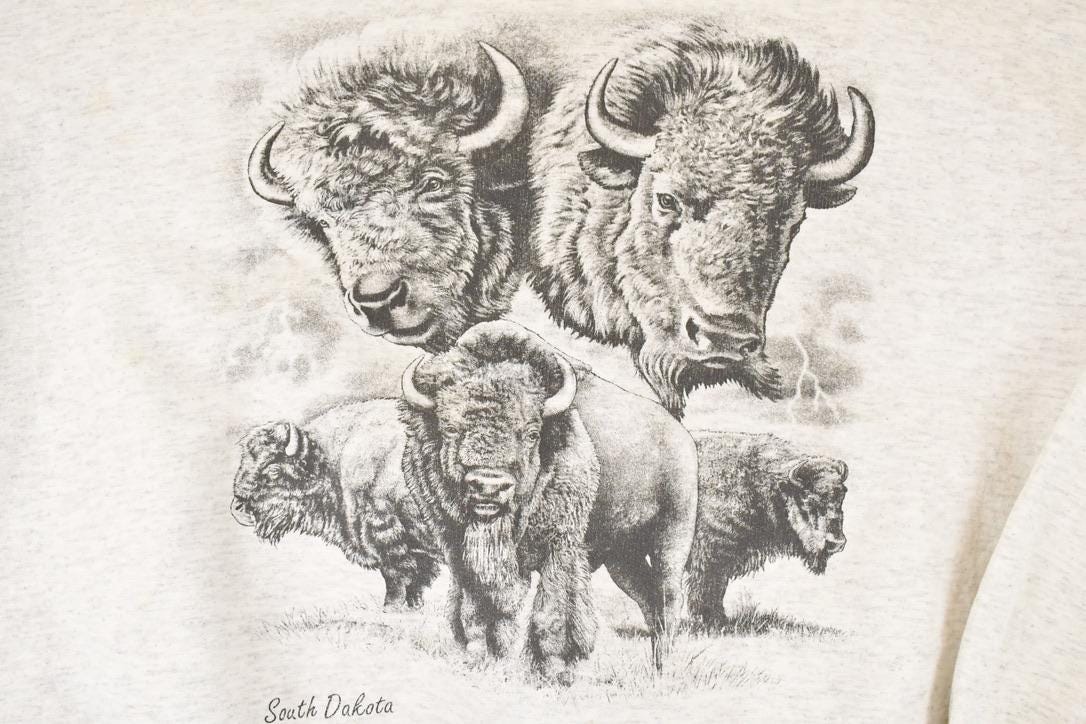 Vintage 1990s South Dakota Buffalos Graphic Print Crewneck Sweatshirt Mens L from propervintagecanada