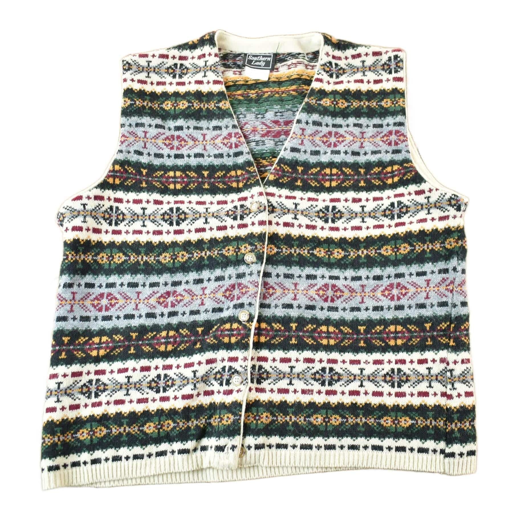 Vintage 1990s Southern Lady Knit Cardigan Sweater Vest Women's Medium from propervintagecanada