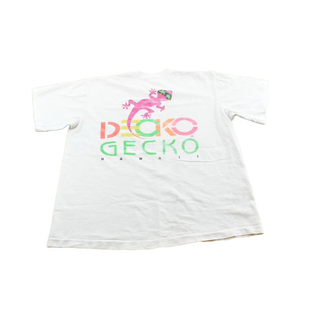 Vintage 1990s Souvenir Hawaii Gecko Decko Travel T-Shirt Men's L from propervintagecanada