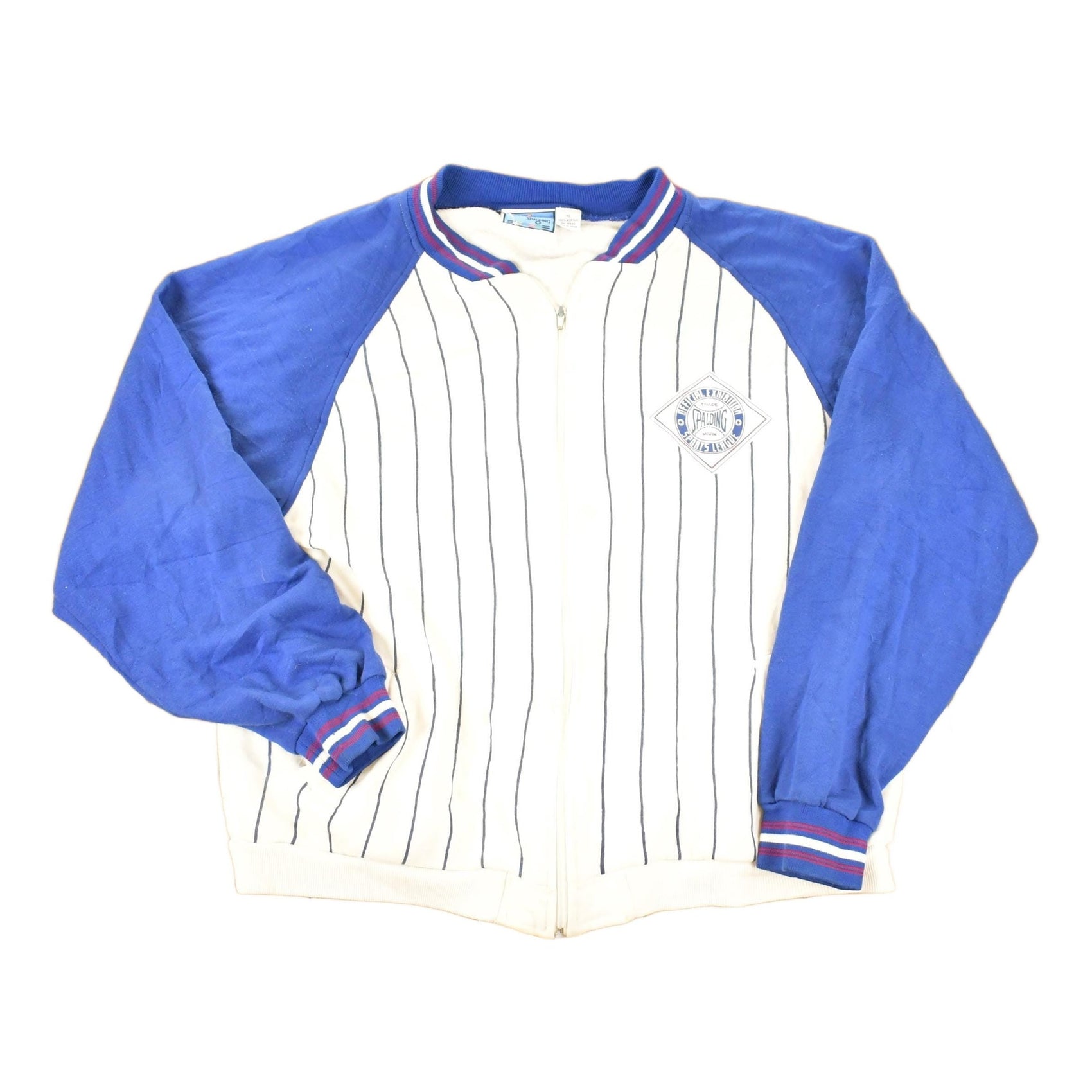 Vintage 1990s Spalding MLB Striped Full Zip Crewneck Sweatshirt Men's L from propervintagecanada