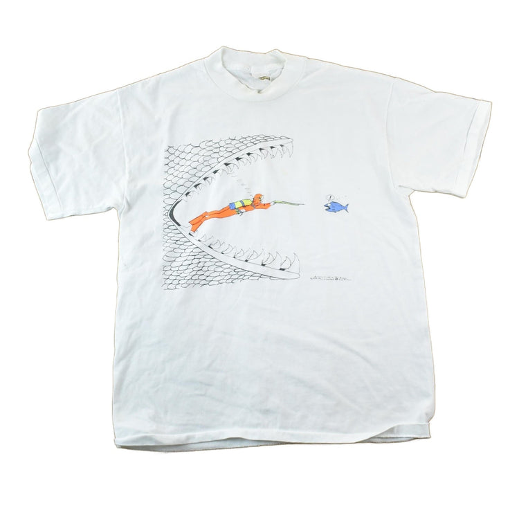 Vintage 1990s Spearfishing Cartoon Souvenir Touch Of Gold Single Stitch Graphic Print T-Shirt Men's Large from propervintagecanada