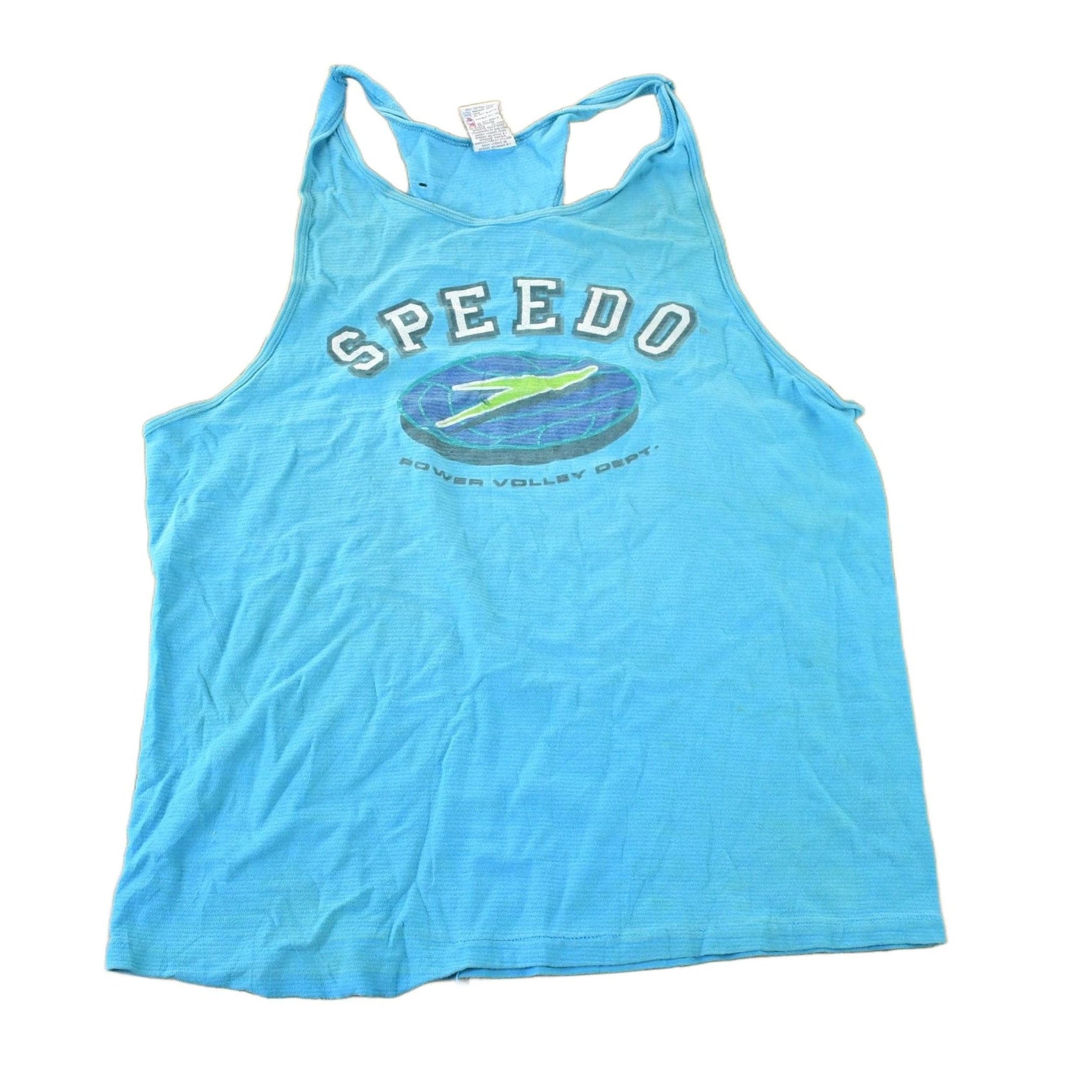 Vintage 1990s Speedo Power Volleyball Souvenir Single Stitch Graphic Print Tank Made In USA Men's Large from propervintagecanada