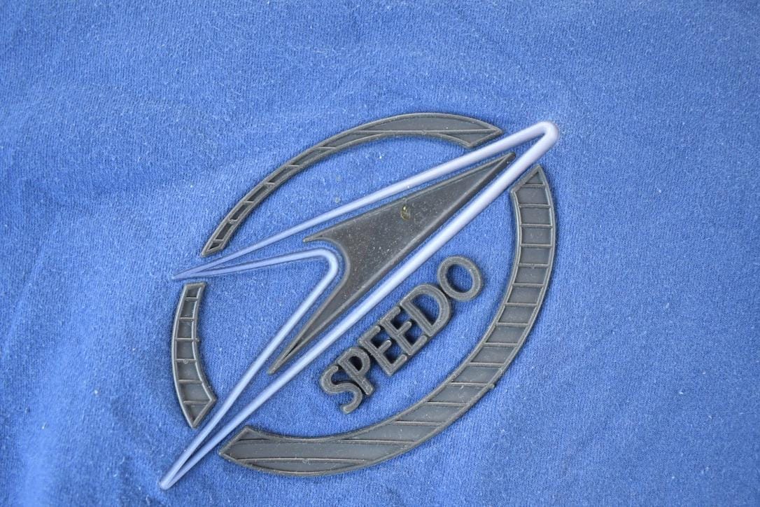 Vintage 1990s Speedo Rubber Patch Souvenir Crewneck Sweatshirt Made In USA Men's XL from propervintagecanada