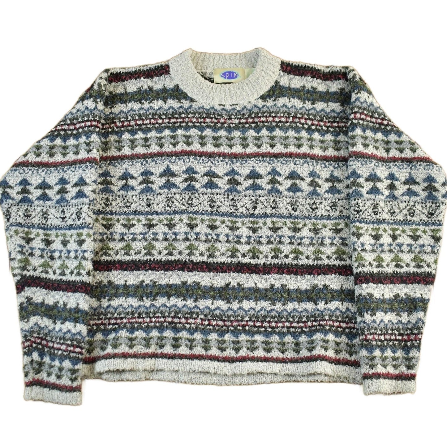Vintage 1990s Spin Knit Abstract Pattern Crewneck Sweater Mens Small from propervintagecanada