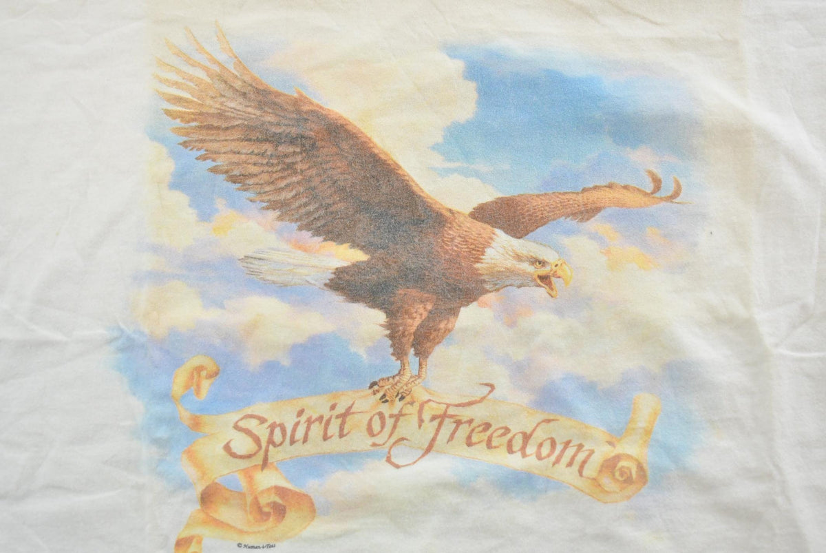 Vintage 1990s Spirit of Freedom Eagle Graphic T-Shirt Men's 2XL from propervintagecanada