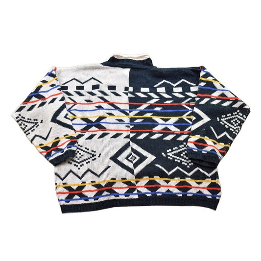 Vintage 1990s Split Color Knit Crewneck Sweater Women's L from propervintagecanada