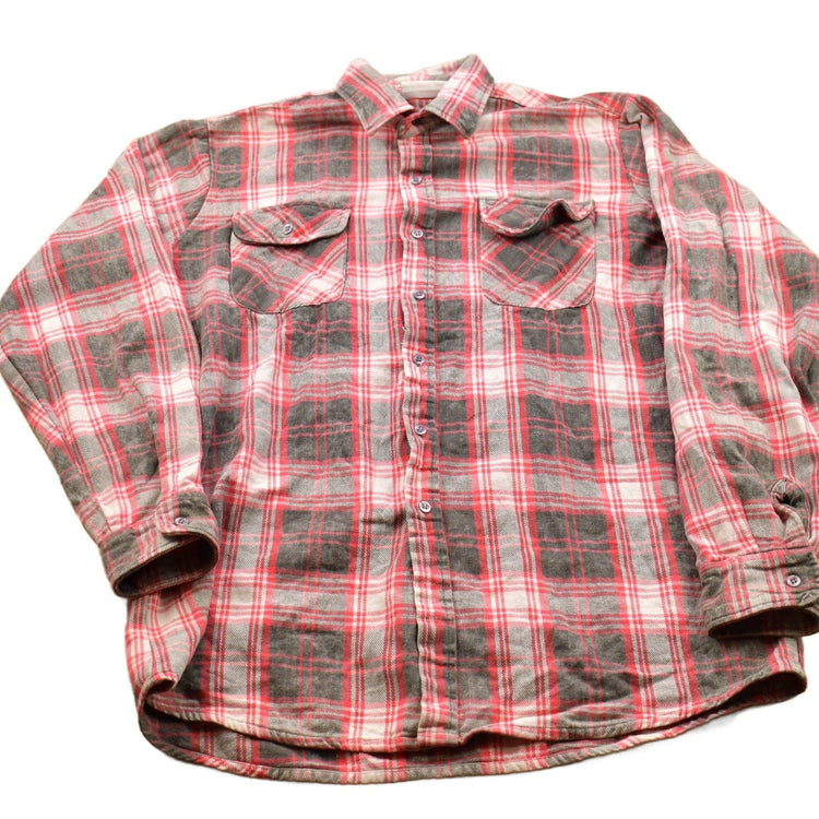 Vintage 1990s Sports Afieid Plaid Flannel Button Up Shirt Men's L from propervintagecanada