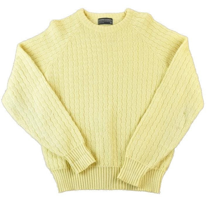 Vintage 1990s Spring Street Knitters Cable Knit Abstract Pattern Crewneck Sweater Made In USA Men's Medium from propervintagecanada