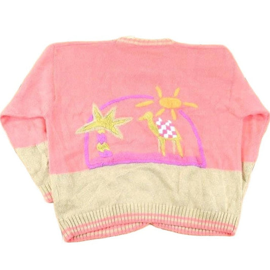 Vintage 1990s SSP Embroidered Desert Knit Cardigan Sweater Women's L from propervintagecanada