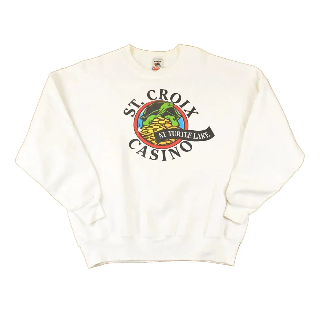 Vintage 1990s St Croix Casino Turtle Lake Graphic Print Crewneck Sweatshirt Mens L from propervintagecanada
