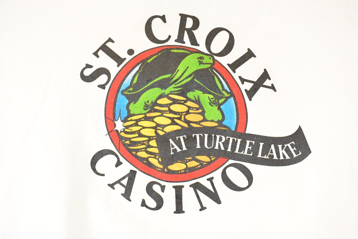 Vintage 1990s St Croix Casino Turtle Lake Graphic Print Crewneck Sweatshirt Mens L from propervintagecanada