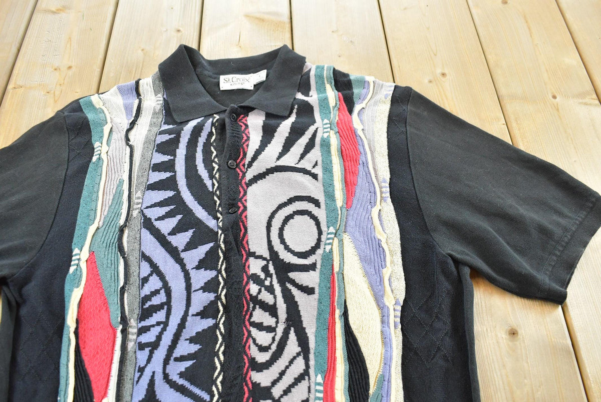 Vintage 1990s St Croix Coogi Style 3D Textured Knit Polo Shirt Men's L from propervintagecanada