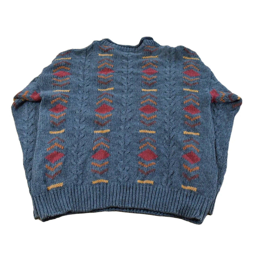 Vintage 1990s St John's Bay Abstract Knit Crewneck Sweater Men's Large from propervintagecanada