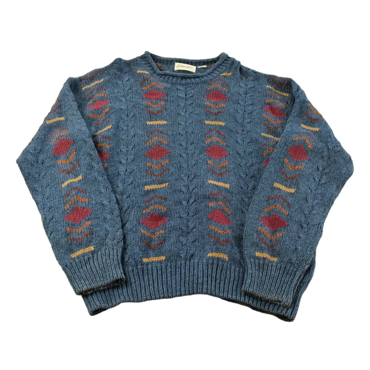 Vintage 1990s St John's Bay Abstract Knit Crewneck Sweater Men's Large from propervintagecanada