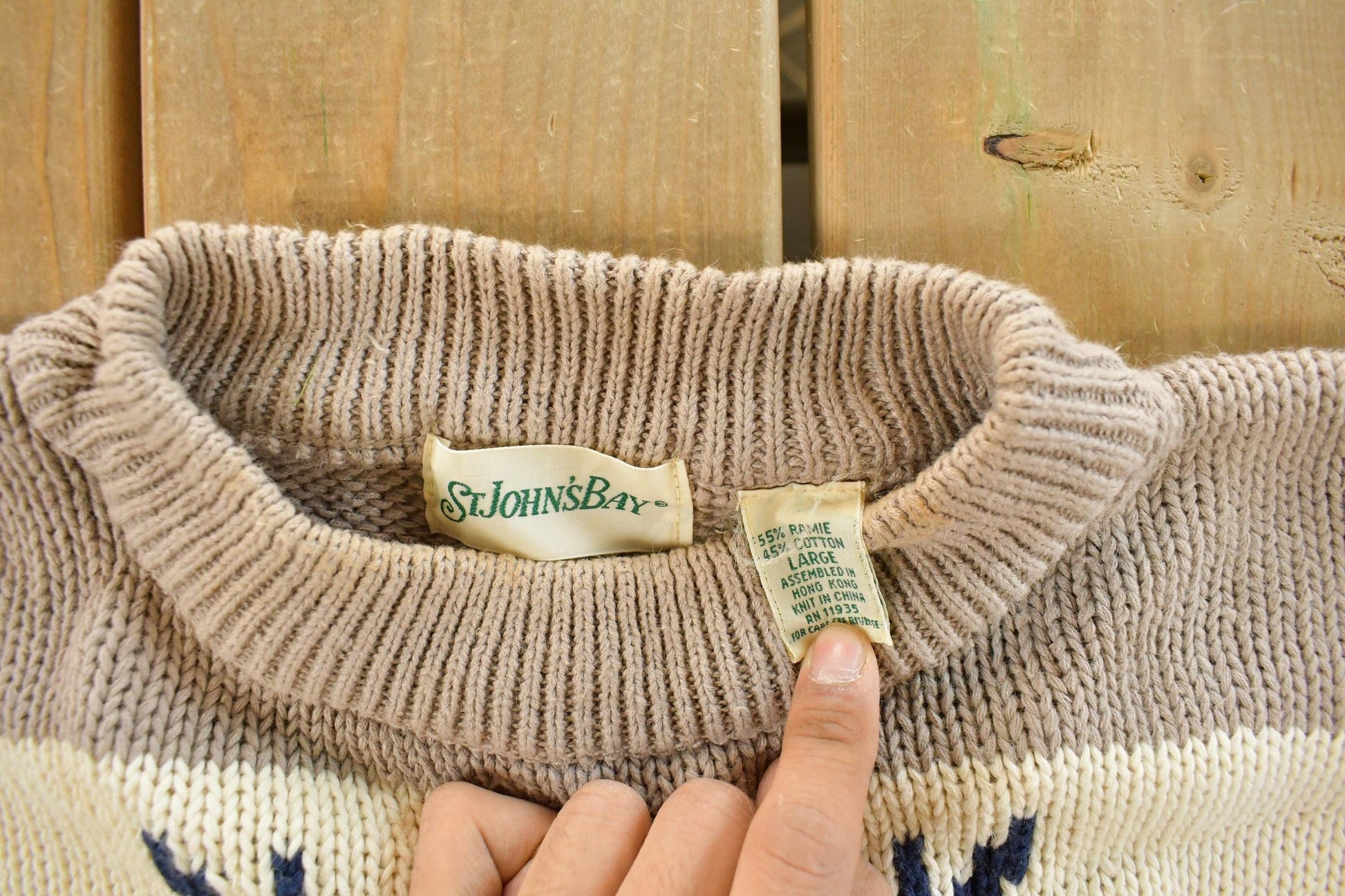 Vintage 1990s St. John's Bay Deer Knit Crewneck Sweater Men's Large from propervintagecanada