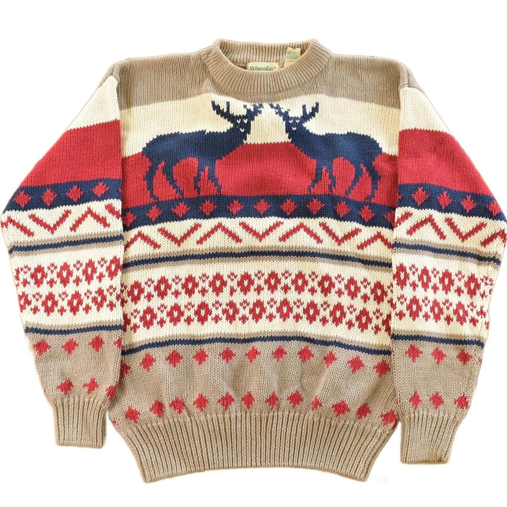 Vintage 1990s St. John's Bay Deer Knit Crewneck Sweater Men's Large from propervintagecanada