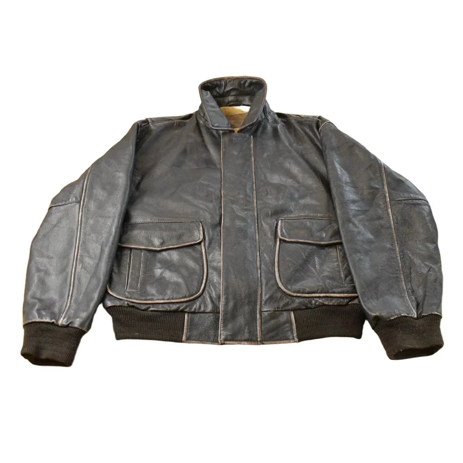 Vintage 1990s St. John's Bay Leather Flight Jacket Men's Large from propervintagecanada