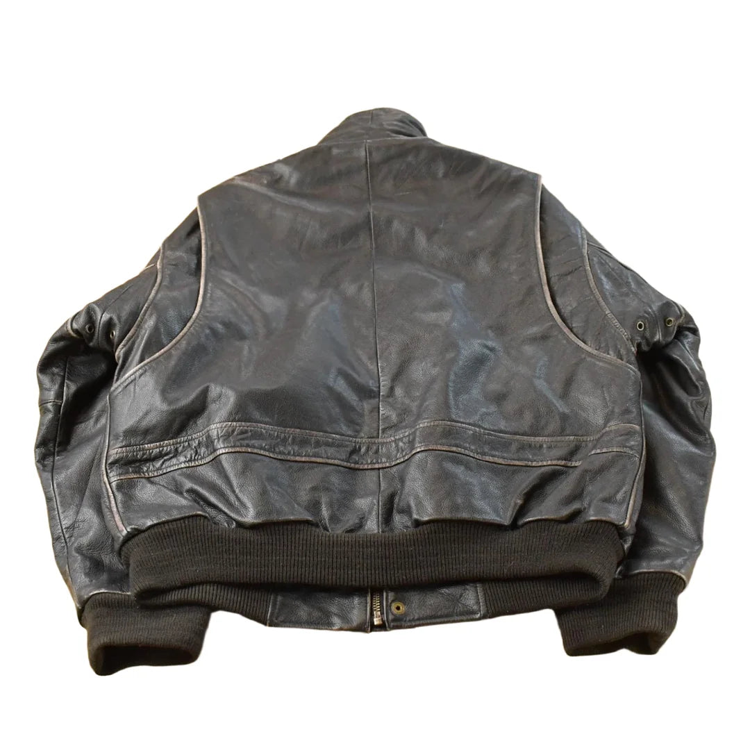 Vintage 1990s St. John's Bay Leather Flight Jacket Men's Large from propervintagecanada