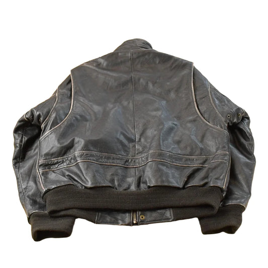 Vintage 1990s St. John's Bay Leather Flight Jacket Men's Large from propervintagecanada