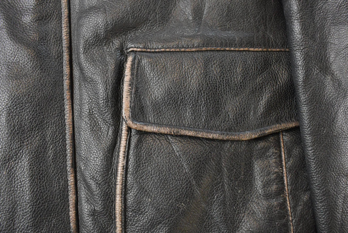 Vintage 1990s St. John's Bay Leather Flight Jacket Men's Large from propervintagecanada