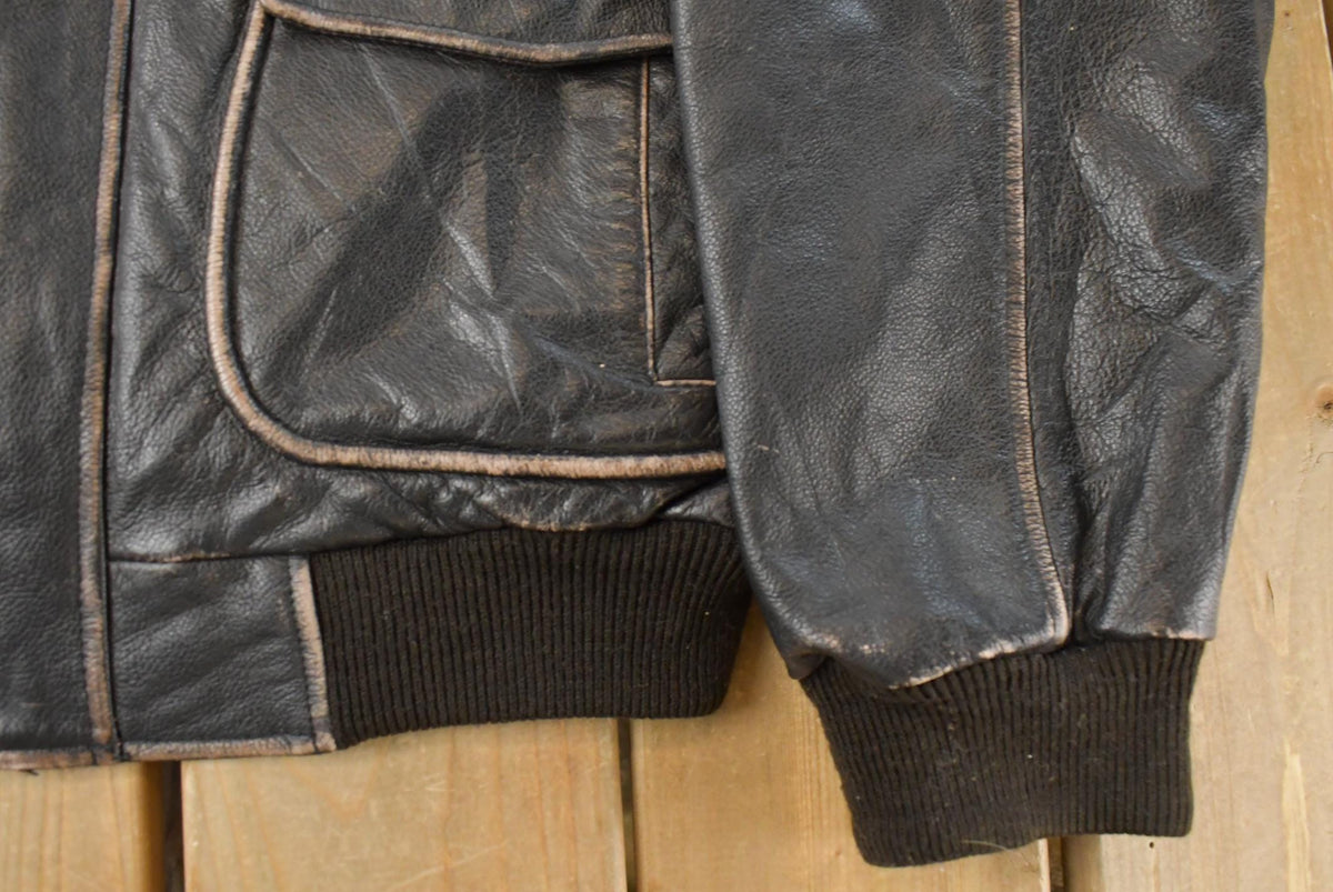 Vintage 1990s St. John's Bay Leather Flight Jacket Men's Large from propervintagecanada