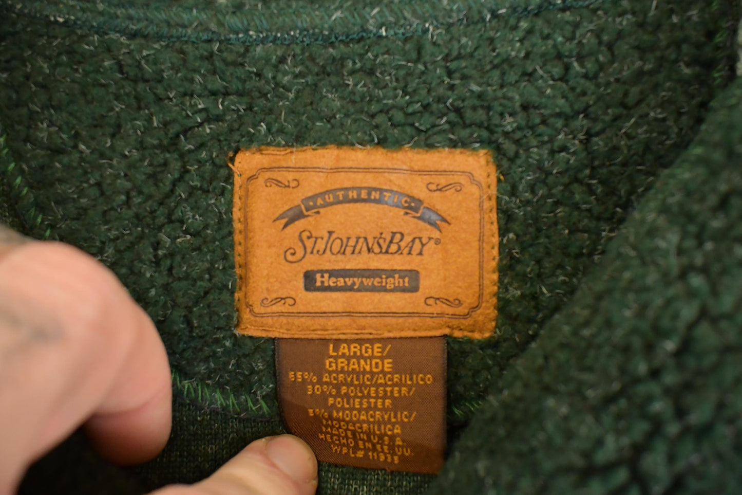Vintage 1990s St John's Bay Quarter Button Fleece Outdoorsman Sweater Men's L from propervintagecanada