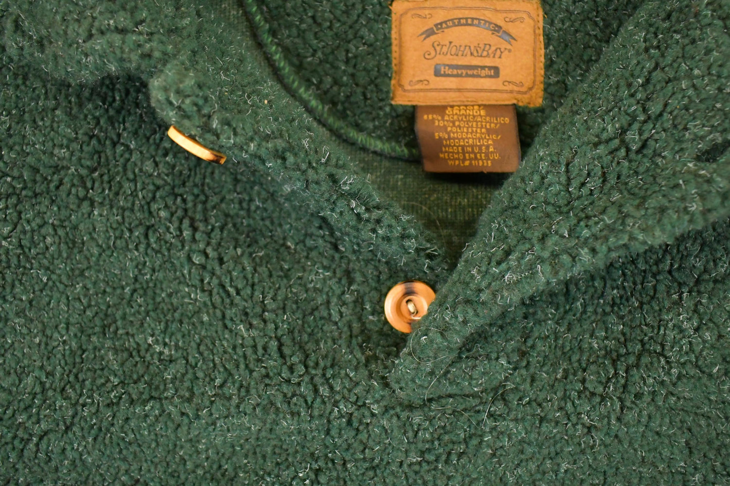 Vintage 1990s St John's Bay Quarter Button Fleece Outdoorsman Sweater Men's L from propervintagecanada